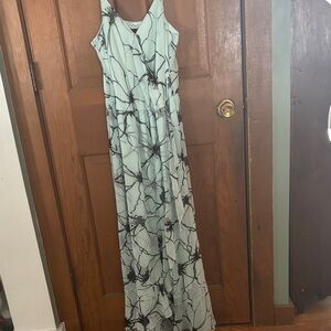 Banana Republic Mint and Black Floral Maxi Dress